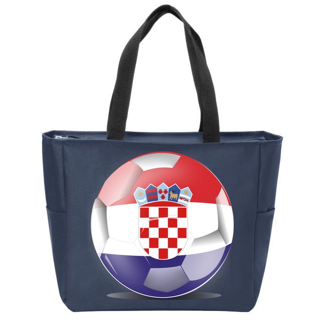 Soccer Ball Country Flag Croatia Zip Tote Bag