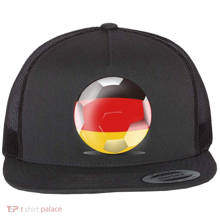 Soccer Ball Country Flag Germany Flat Bill Trucker Hat
