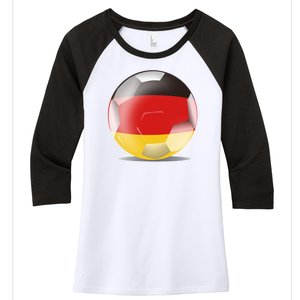 Soccer Ball Country Flag Germany Women's Tri-Blend 3/4-Sleeve Raglan Shirt