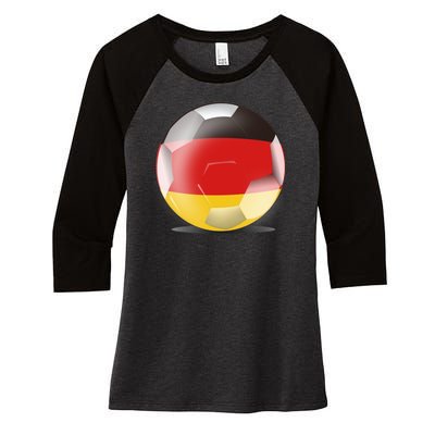 Soccer Ball Country Flag Germany Women's Tri-Blend 3/4-Sleeve Raglan Shirt