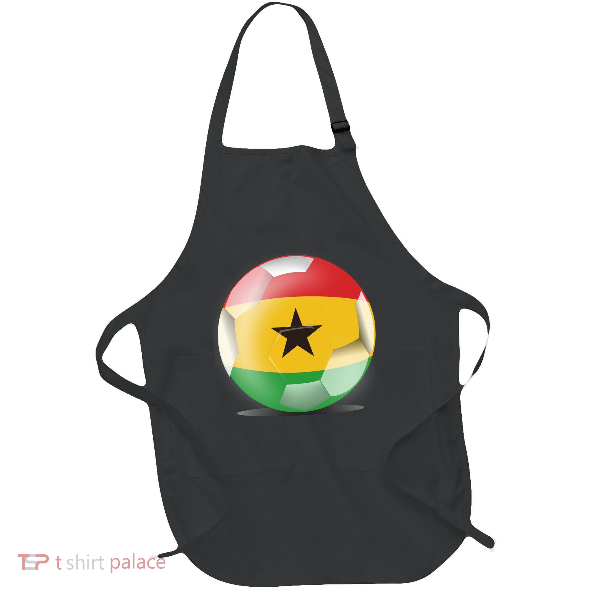 Soccer Ball Country Flag Ghana Full-Length Apron With Pockets