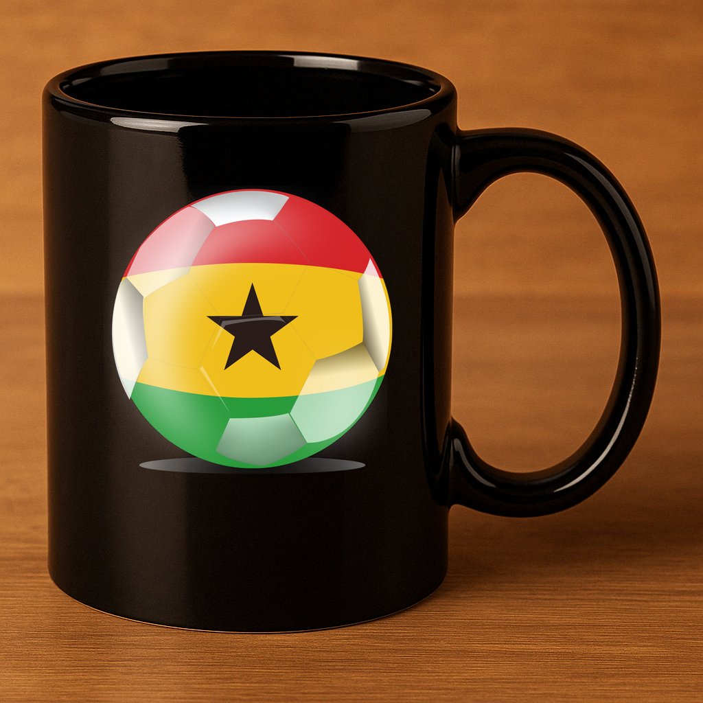 Soccer Ball Country Flag Ghana 11oz C Handle Ceramic Mug