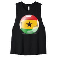 Soccer Ball Country Flag Ghana Women's Racerback Cropped Tank