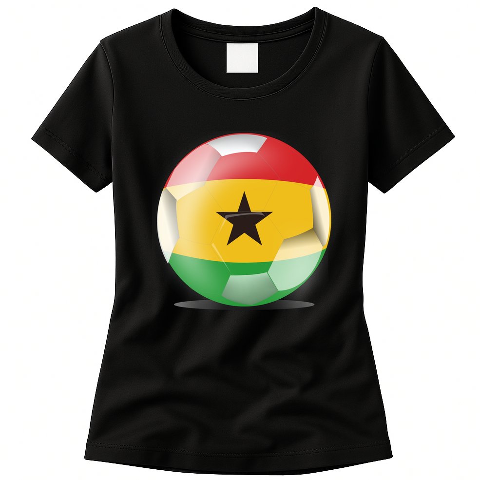 Soccer Ball Country Flag Ghana Womens T-Shirt