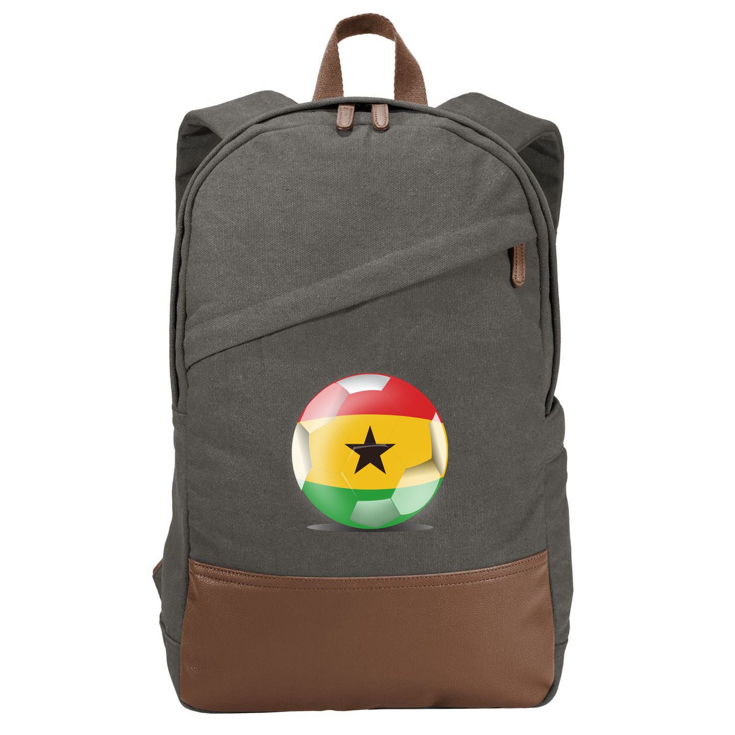Soccer Ball Country Flag Ghana Cotton Canvas Backpack