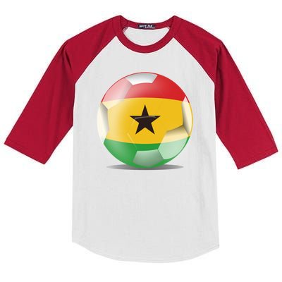 Soccer Ball Country Flag Ghana Kids Colorblock Raglan Jersey