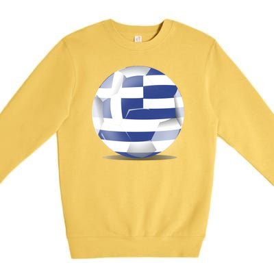 Soccer Ball Country Flag Greece Premium Crewneck Sweatshirt