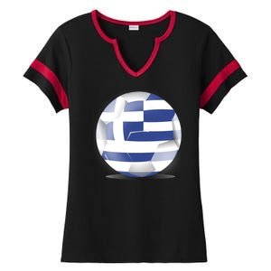 Soccer Ball Country Flag Greece Ladies Halftime Notch Neck Tee