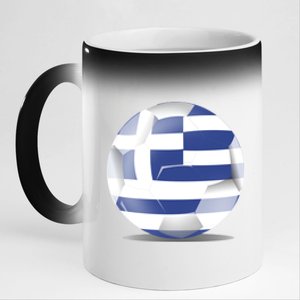 Soccer Ball Country Flag Greece 11oz Black Color Changing Mug