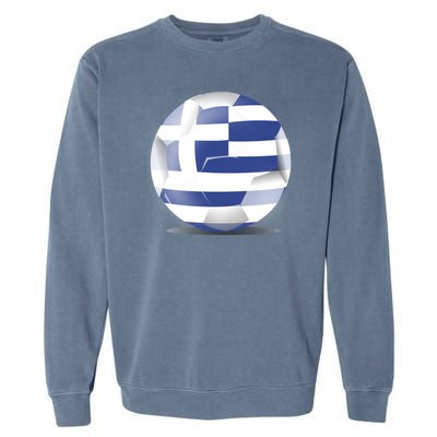 Soccer Ball Country Flag Greece Garment-Dyed Sweatshirt