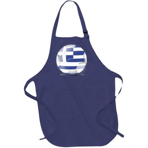 Soccer Ball Country Flag Greece Full-Length Apron With Pockets