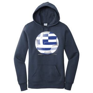 Soccer Ball Country Flag Greece Women's Pullover Hoodie