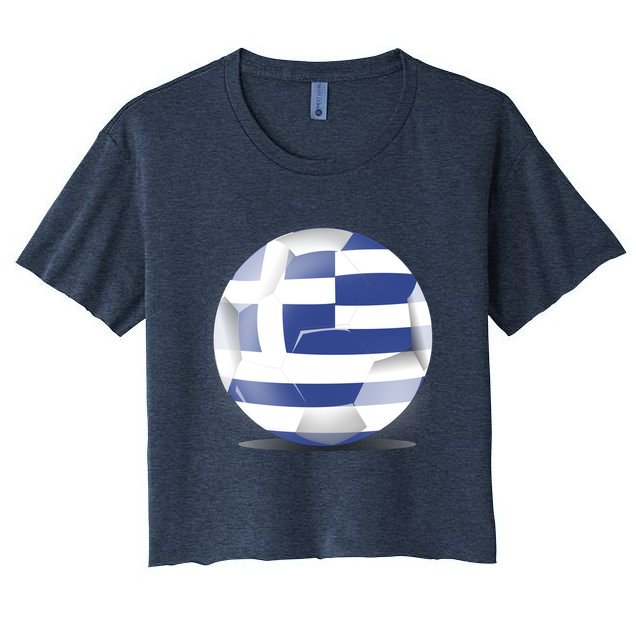 Soccer Ball Country Flag Greece Crop Top