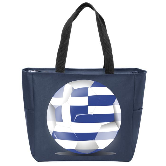 Soccer Ball Country Flag Greece Zip Tote Bag