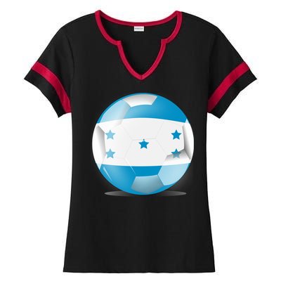 Soccer Ball Country Flag Honduras Ladies Halftime Notch Neck Tee