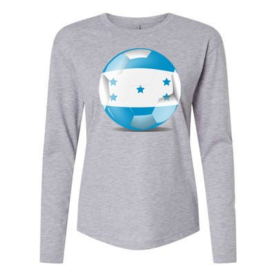 Soccer Ball Country Flag Honduras Womens Cotton Relaxed Long Sleeve T-Shirt