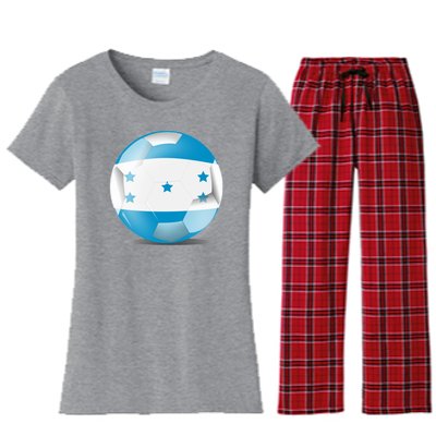 Soccer Ball Country Flag Honduras Women's Flannel Pajama Set