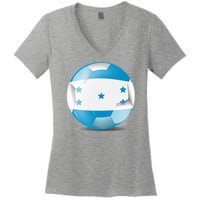 Soccer Ball Country Flag Honduras Women's V-Neck T-Shirt