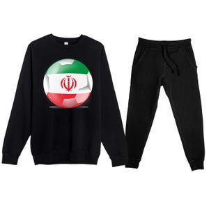 Soccer Ball Country Flag Iran Premium Crewneck Sweatsuit Set