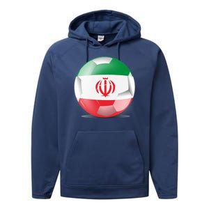 Soccer Ball Country Flag Iran Performance Fleece Hoodie