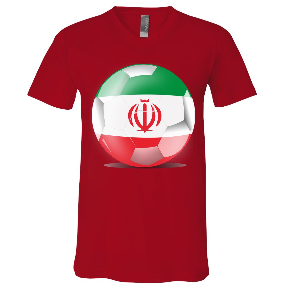 Soccer Ball Country Flag Iran V-Neck T-Shirt