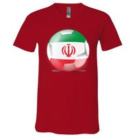 Soccer Ball Country Flag Iran V-Neck T-Shirt