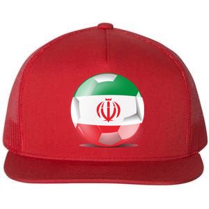 Soccer Ball Country Flag Iran Flat Bill Trucker Hat