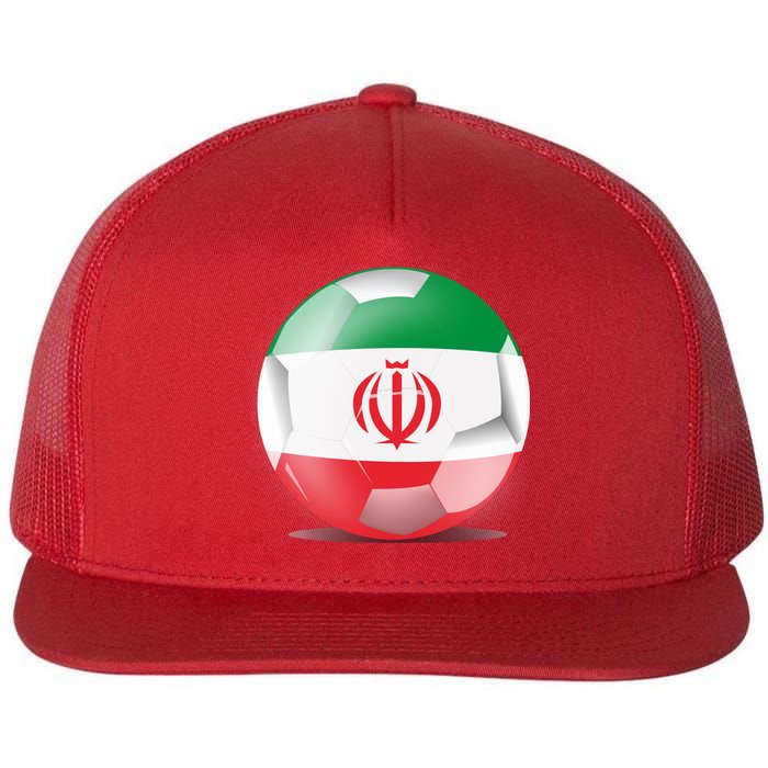 Soccer Ball Country Flag Iran Flat Bill Trucker Hat