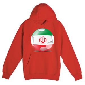 Soccer Ball Country Flag Iran Premium Pullover Hoodie