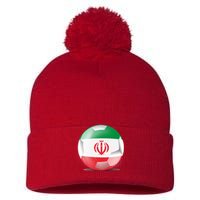 Soccer Ball Country Flag Iran Pom Pom 12in Knit Beanie