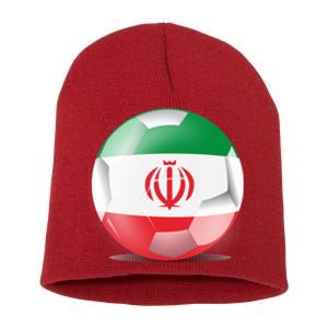 Soccer Ball Country Flag Iran Short Acrylic Beanie