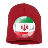 Soccer Ball Country Flag Iran Short Acrylic Beanie