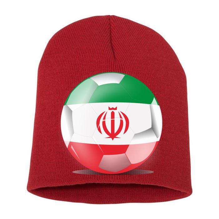 Soccer Ball Country Flag Iran Short Acrylic Beanie