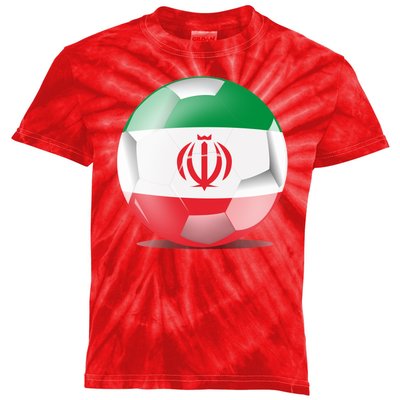 Soccer Ball Country Flag Iran Kids Tie-Dye T-Shirt