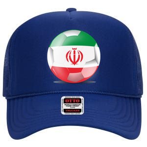 Soccer Ball Country Flag Iran High Crown Mesh Back Trucker Hat