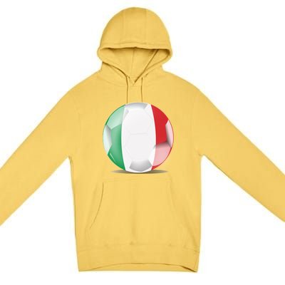 Soccer Ball Country Flag Italy Premium Pullover Hoodie