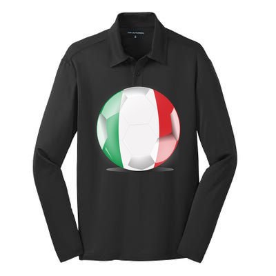 Soccer Ball Country Flag Italy Silk Touch Performance Long Sleeve Polo