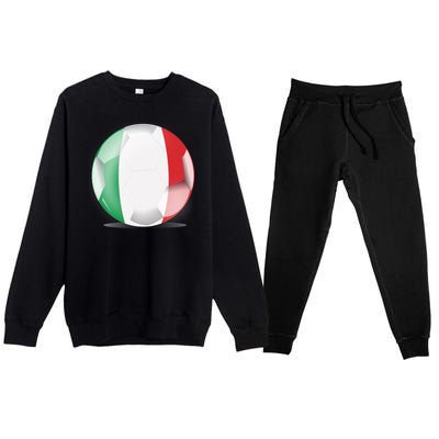 Soccer Ball Country Flag Italy Premium Crewneck Sweatsuit Set