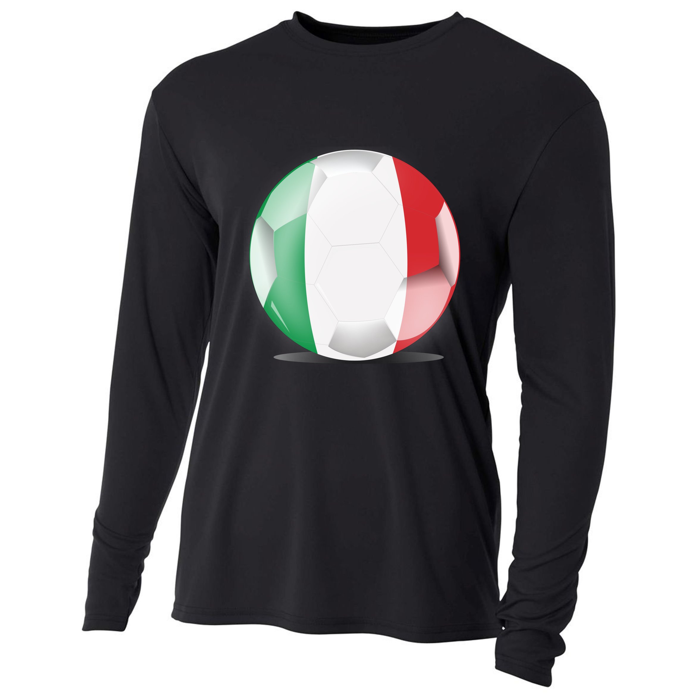 Soccer Ball Country Flag Italy Cooling Performance Long Sleeve Crew