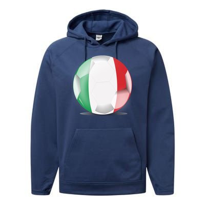 Soccer Ball Country Flag Italy Performance Fleece Hoodie