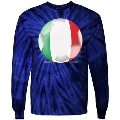 Soccer Ball Country Flag Italy Tie-Dye Long Sleeve Shirt