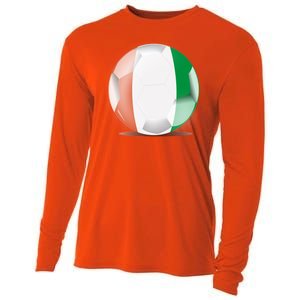 Soccer Ball Country Flag Ivory Coast Cooling Performance Long Sleeve Crew