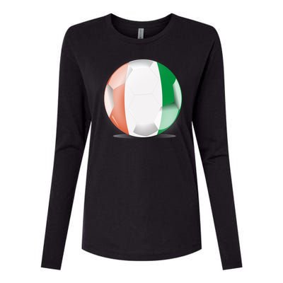 Soccer Ball Country Flag Ivory Coast Womens Cotton Relaxed Long Sleeve T-Shirt