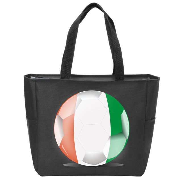 Soccer Ball Country Flag Ivory Coast Zip Tote Bag