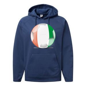 Soccer Ball Country Flag Ivory Coast Performance Fleece Hoodie