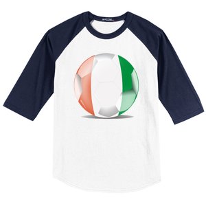 Soccer Ball Country Flag Ivory Coast Baseball Sleeve Shirt