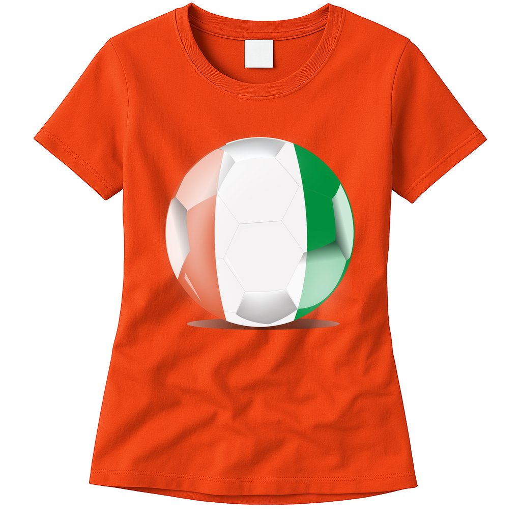 Soccer Ball Country Flag Ivory Coast Womens T-Shirt