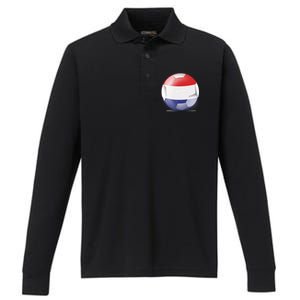 Soccer Ball Country Flag Netherlands Performance Long Sleeve Polo