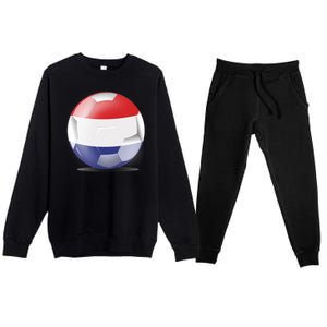 Soccer Ball Country Flag Netherlands Premium Crewneck Sweatsuit Set