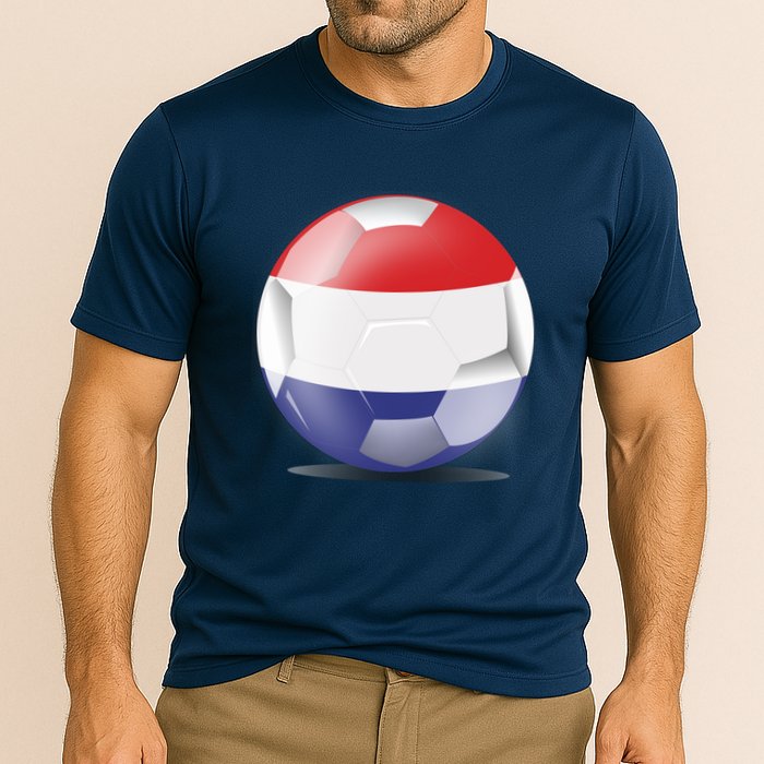 Soccer Ball Country Flag Netherlands Cooling Performance Crew T-Shirt